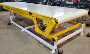 Yellow belted conveyor custom belt manufactured